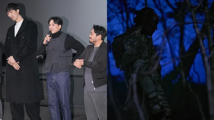 「凶惡之物」日本鬼的臉是金敏俊（左圖中）扮演，身體來自220.8公分大長人金秉悟。翻攝imbc、SHOWBOX