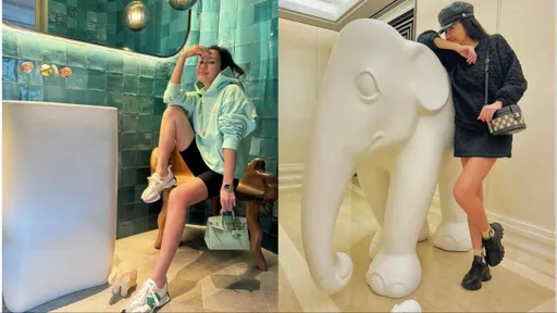 關穎美腿照不私藏數張齊發　拎百萬美包腳上球鞋只要親民價