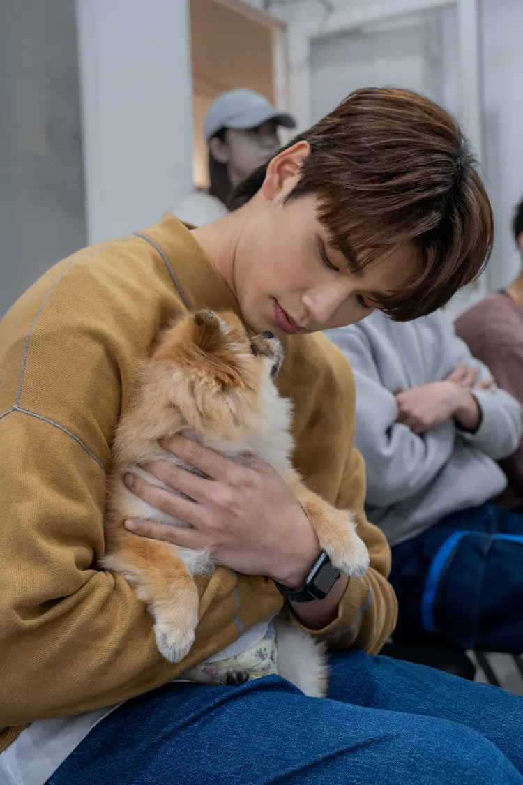 王品澔走台步前先跟小狗說話培養感情默契。伊林提供