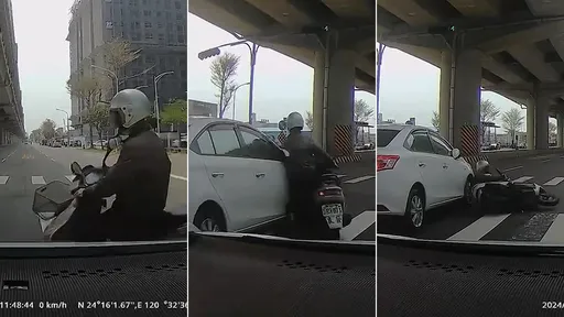 傻眼影片|台中阿伯「機車鬼切」果然撞了 網嘲:自殺式攻擊