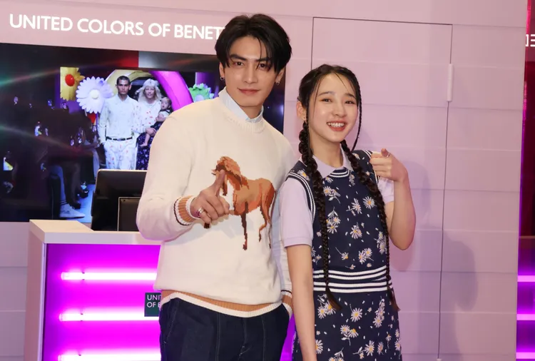 宋柏緯（左）、李沐（右）出席《班尼頓奇幻花園》開幕活動。莊宗達攝