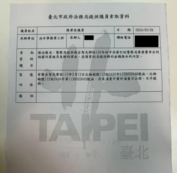 北市議會民眾黨團堅持蔣市府必須立即公開相關資料。北市議會民眾黨團提供