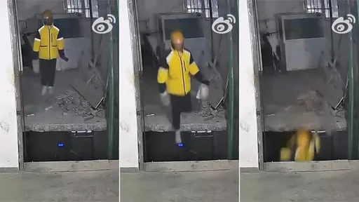 傻眼影片|餐點到了又沒了 外送員「3樓墜坑摔到2樓」腰部重創