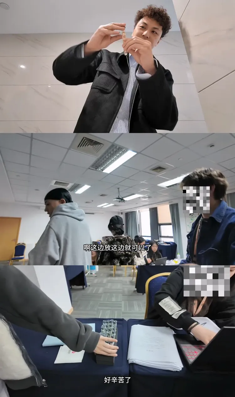 Rapper三棒子到製作單位指定地點驗尿。翻攝3Bangz微博