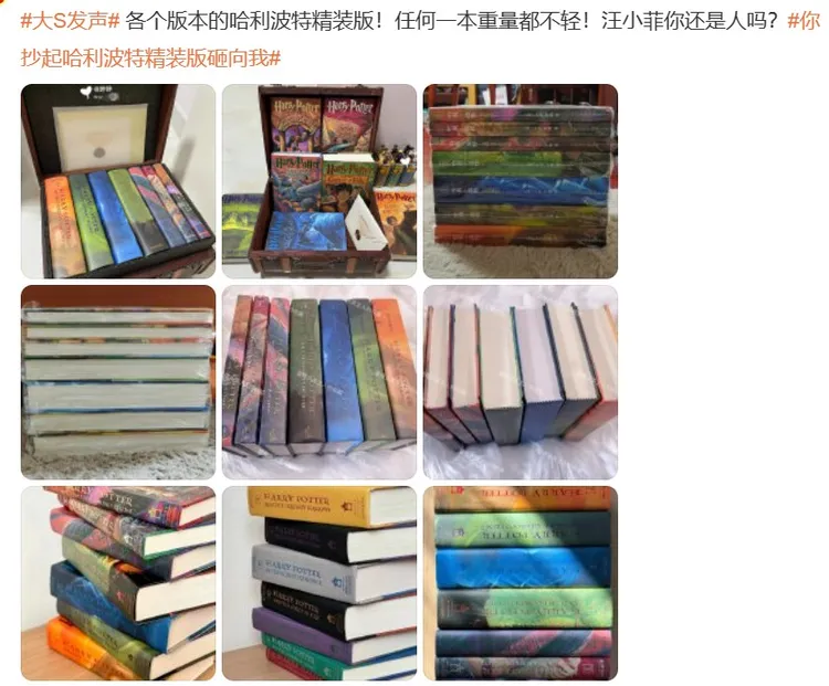 網友搜尋各種版本的《哈利波特》精裝版。翻攝二丁目怪獸微博