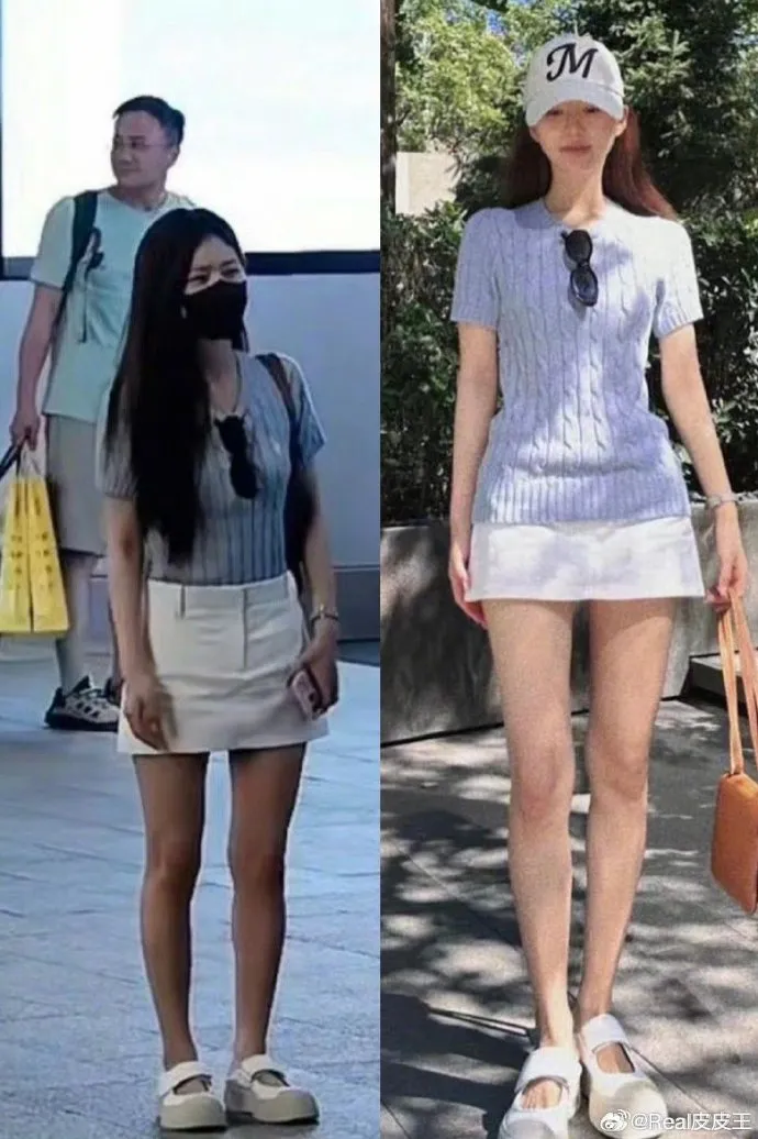 身高161的趙露思美圖的玉腿比例太不真實。翻攝皮皮王微博