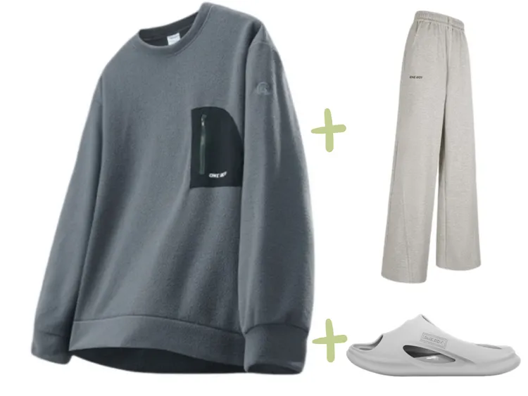 休閒風格穿搭以輕鬆舒適為主，一件簡單的圓領大學T就能打造愜意感。