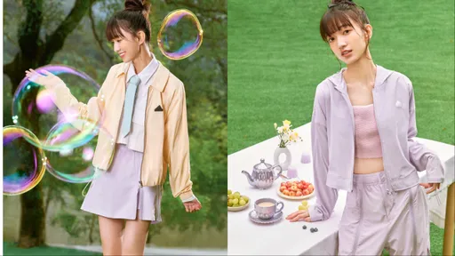 adidas早春太浪漫~ 粉紫色單品用「拉鍊」讓運動穿搭更俏皮