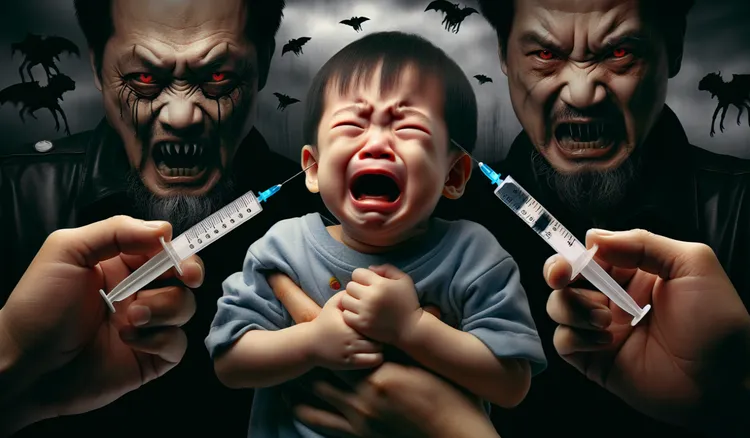 2歲男童昊昊遭毒蟲虐打、餵毒死亡。AI生成示意圖