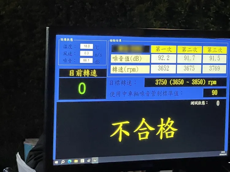 機車噪音檢測不合格。中壢警分局提供