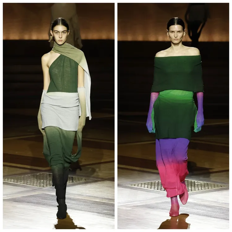 NUANCE TUBE系列以千變萬化的漸變色彩搭配無縫圓筒針織結構，可以倒過來和正反兩面穿著。品牌提供