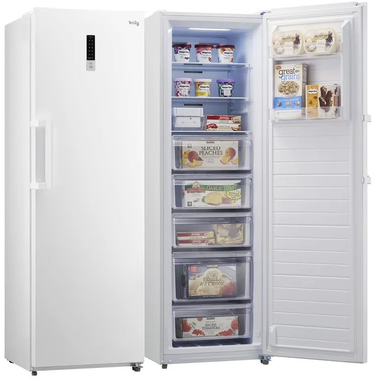 only 280L節能進化立式無霜冷凍櫃美觀不佔空間，比變頻更省電。翻攝美第官網