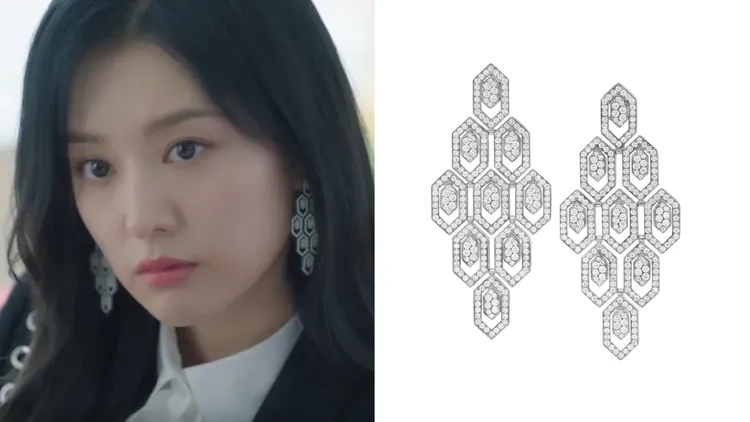 金智媛戴上寶格麗Serpenti系列鑽石耳環，價格店洽。左圖翻攝Netflix、右圖品牌提供