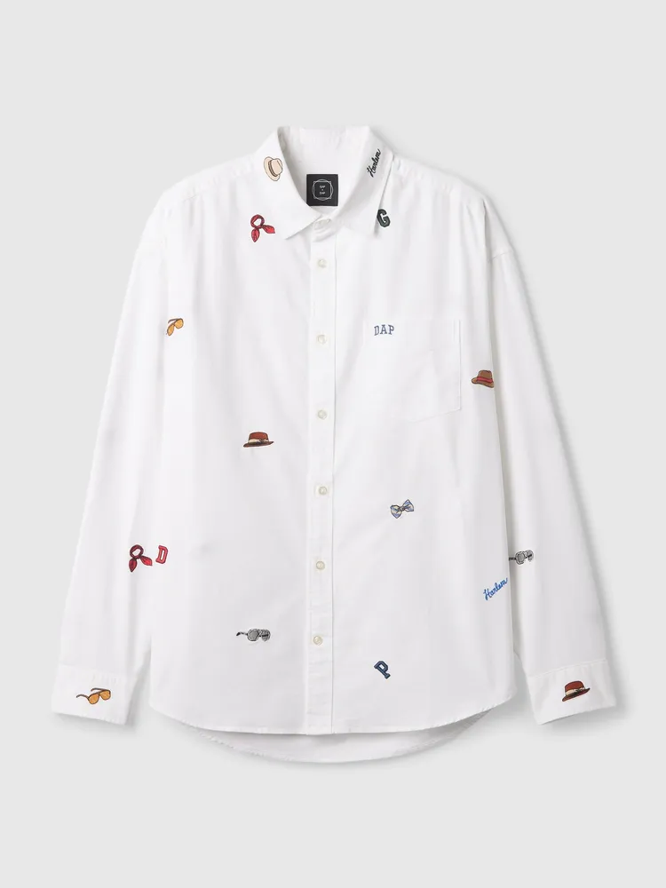 DAP GAP刺繡牛津襯衫（白色），3499元。品牌提供