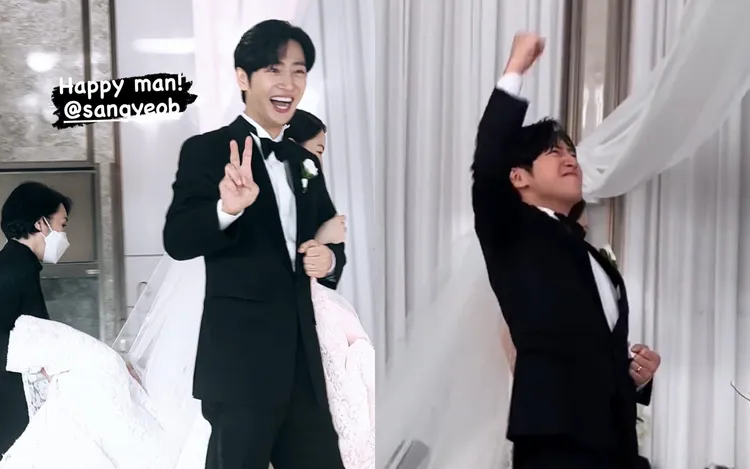 李相燁升格人夫，開心振臂歡呼。翻攝IG