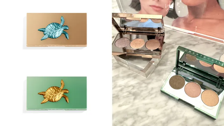 香緹卡優雅海龜眼彩盤，綠色款為暖色調、金色款為冷色調，各2900元。張家玲攝