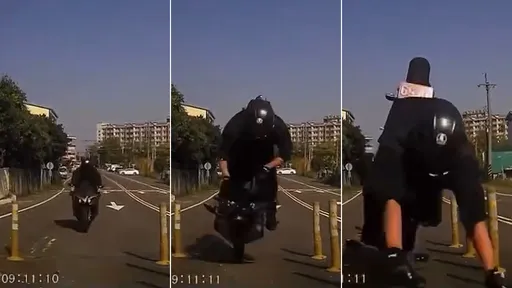 紅牌重機急煞甩飛騎士「蓋棉被」 網嘲:為什麼你要那麼著急呢