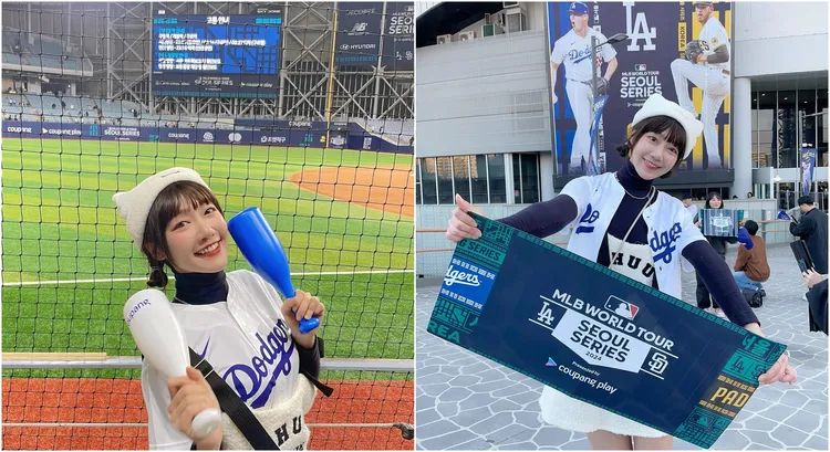 泱泱到首爾看MLB海外賽。翻攝自泱泱臉書