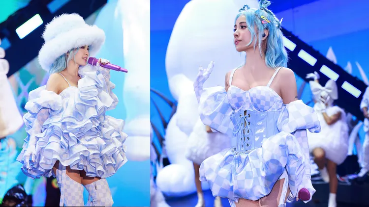 這套被粉絲形容為行走的繡球。翻攝蔡依林工作室微博