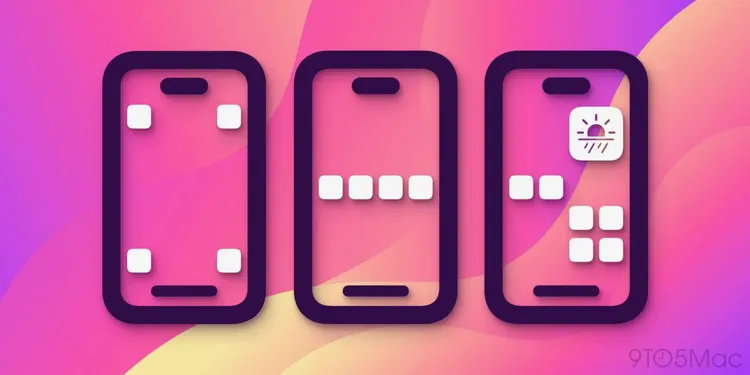 iOS18將提供用戶在主螢幕上放置想要的應用程式圖示。圖／9To5Mac