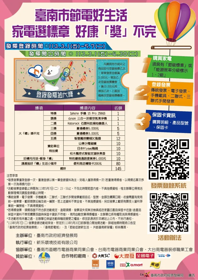 南市府加碼節電抽獎活動。經發局提供