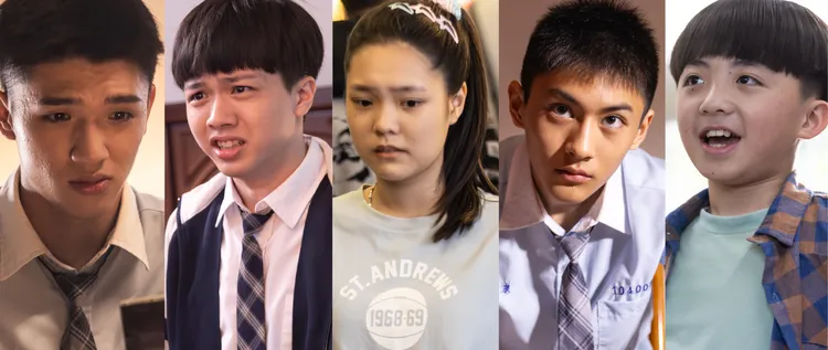 5童星長大後首度大集結，蔡瑞澤（左起）、沈昶宏、謝欣諭、朱宥丞、王宥謙。大愛提供