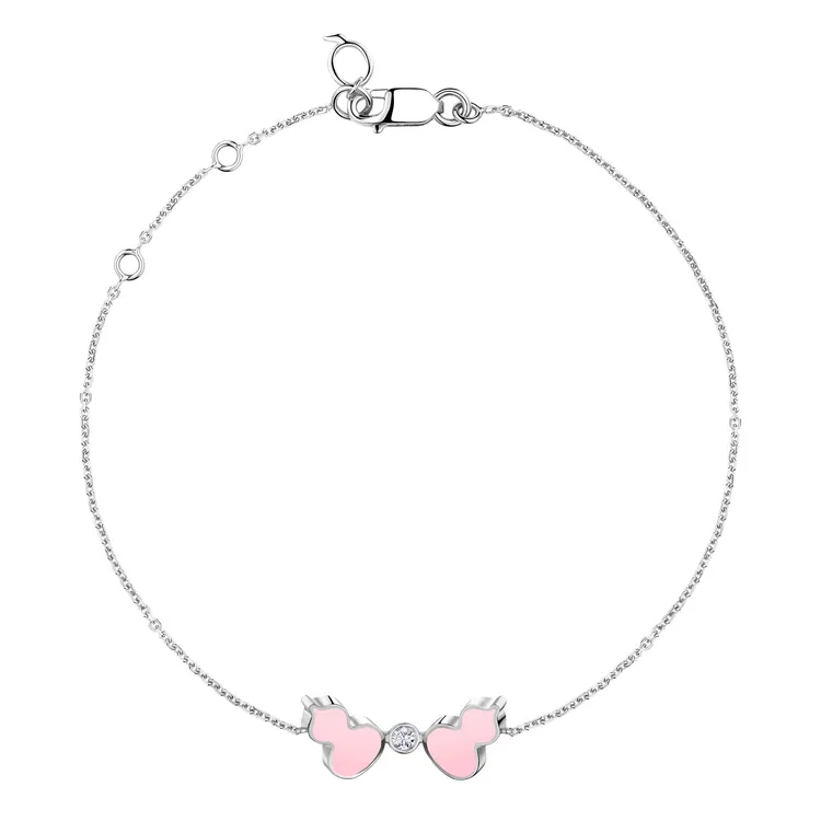 Wulu 18K白金鑽石及粉紅色HyCeram手鍊，5萬9000元。品牌提供