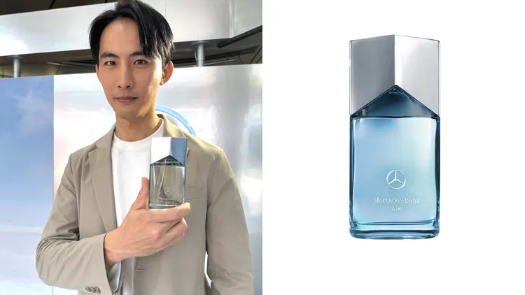 Mercedes-Benz天空淡香精，艾草｜當歸、苦橙葉｜薑黃葉、廣藿香，60ml／2950元、100ml／4150元。左圖張家玲攝、右圖品牌提供
