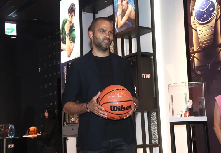NBA退役球星Tony Parker現身天梭台北101專賣店。彭欣偉攝