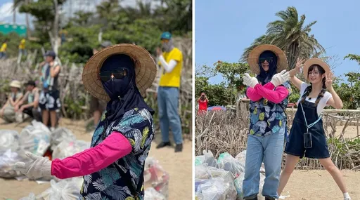 他垦丁热心净滩竟比女星还注重防晒!全身只露一点鼻子谁认得出来