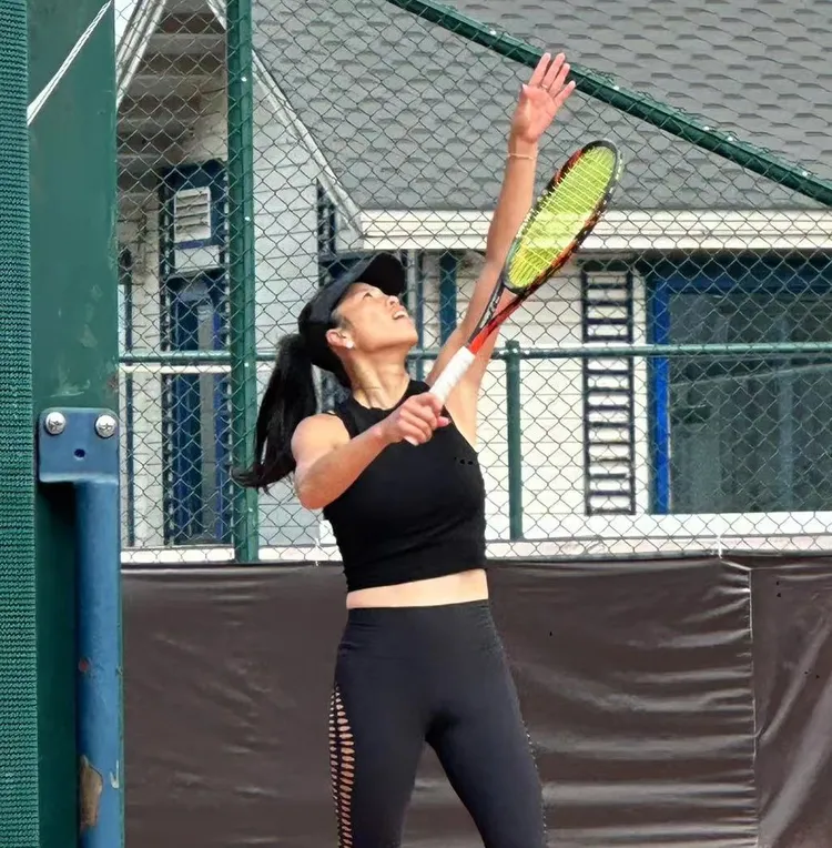 謝淑薇今現身練球。  四維體育推廣教育基金會 提供