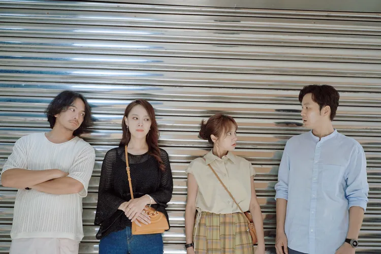 楊銘威（左起）、林筳諭、黃姵嘉、張書偉2對歡喜冤家在《我的婆婆2》有重大進展，但也有難解的婚姻習題。公視提供