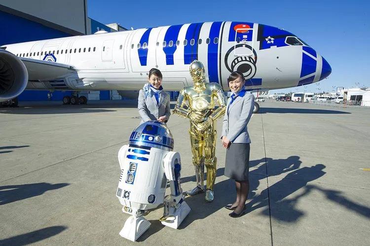 全球獨一無二的ANA R2D2彩繪專機。圖取自ANA官網