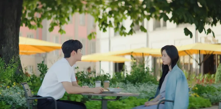 金智媛第6集到德國治療時，承諾如果之後金秀賢過世，會當天使來帶走他。翻攝Netflix