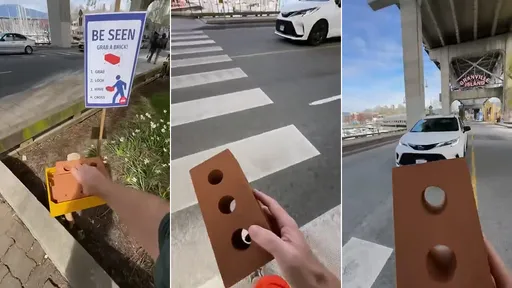 行人武器!走斑馬線前「先拿一塊磚」 奇招威脅駕駛停車禮讓