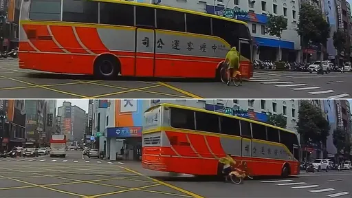 中壢客運「搶黃燈」KO綠燈18歲鐵馬男 影片驚呆網友:差點沒命