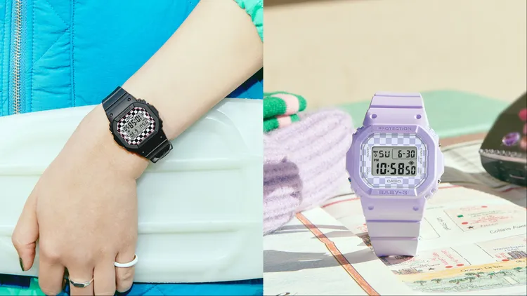 BABY-G在錶盤融入俏皮的格子旗圖案。品牌提供