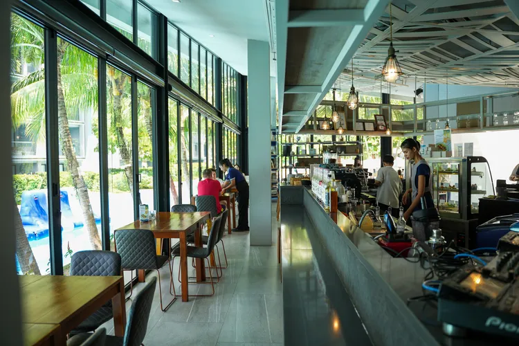 館內咖啡廳Cotton Café & Library。田欣雲攝