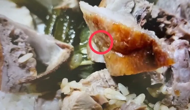 燒鴨便當肉裏出現蛆蠕動。翻攝爆料公社二社