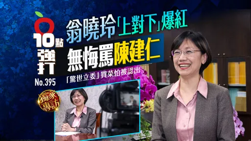 壹蘋10點強打|翁曉玲「上對下」爆紅!無悔罵陳建仁 「驚世立委」買菜怕被認出(獨家專訪)