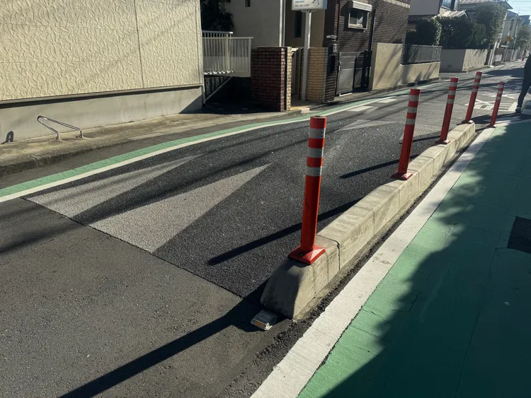 吳佩芸認為，標線型人行道應加上緣設置路緣石與欄杆等實體阻隔，以避免車輛違停。吳佩芸提供