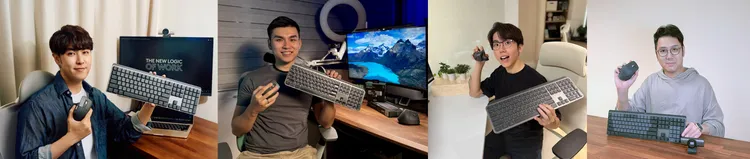 MX高階商務系列全方位高效產品獲多位KOL一致好評 (由左至右：百萬YouTuber志祺七七、數位生產力專家侯智薰 (雷蒙)、影音創作者六指淵、平面設計師凱文 Kevin)。羅技提供。
