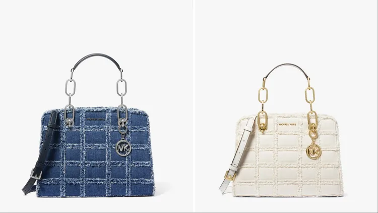 MICHAEL KORS CYNTHIA丹寧肩背提包，各1萬8400元。品牌提供