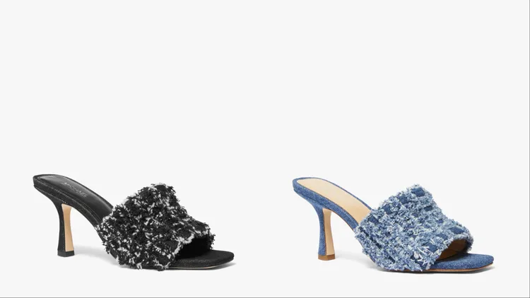 MICHAEL KORS TESSA MULE丹寧高跟鞋，各6700元。品牌提供