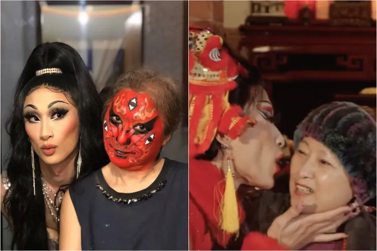 妮妃雅曾應媽媽曹慧敏要求，在慶生時幫她化魔鬼妝（左圖）、活潑的媽媽也曾客串幫她拍影音。翻攝Nymphia Wind IG