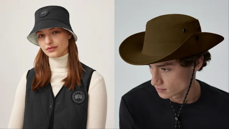 Horizon Reversible Bucket Hat雙面漁夫帽（左）7800元、Venture Bucket Hat漁夫帽（右）9300元。品牌提供
