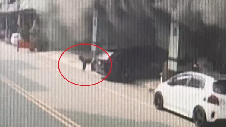 林男跳窗逃生落在地面。民眾提供