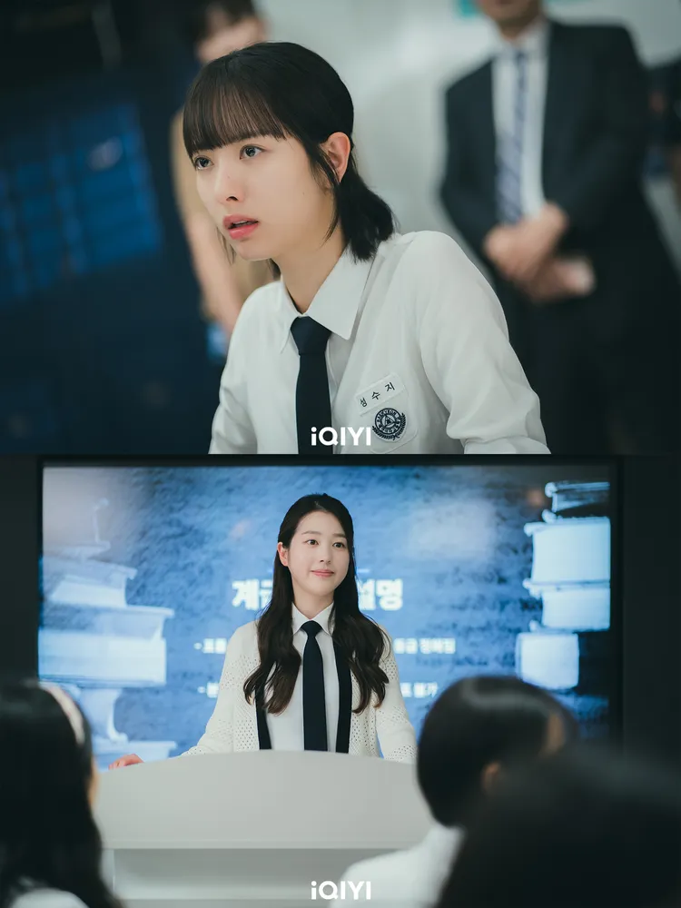 金知妍（上圖）不希望再穿制服演戲，張多雅則很喜歡白蓮女高的制服。愛奇藝國際站提供