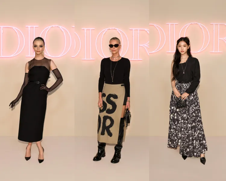 品牌大使安雅泰勒喬伊（左起）、莎莉賽隆、Haerin到場看秀。品牌提供