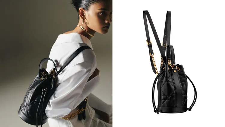 DIOR Backpack黑色格紋小牛皮背包，14萬5000元。品牌提供
